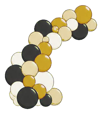 Balloon garland in the Black & Gold color palette