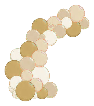 Balloon garland in the Gold & Ivory color palette