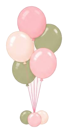 Mini helium balloon bouquet in blush, sage and cream