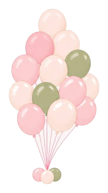 Grand helium balloon bouquet in blush, sage and cream